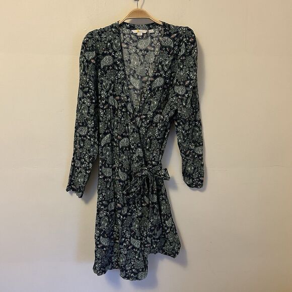 Boden Dress Wrap Mini Blue Green Paisley Size 16/18 Work Office Boho Classic